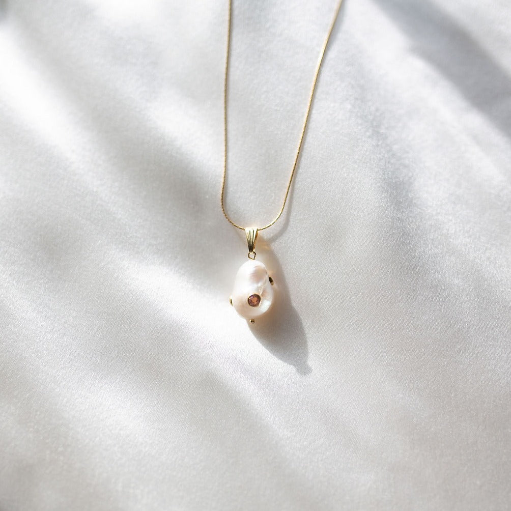 gemstone pearl pendant necklace