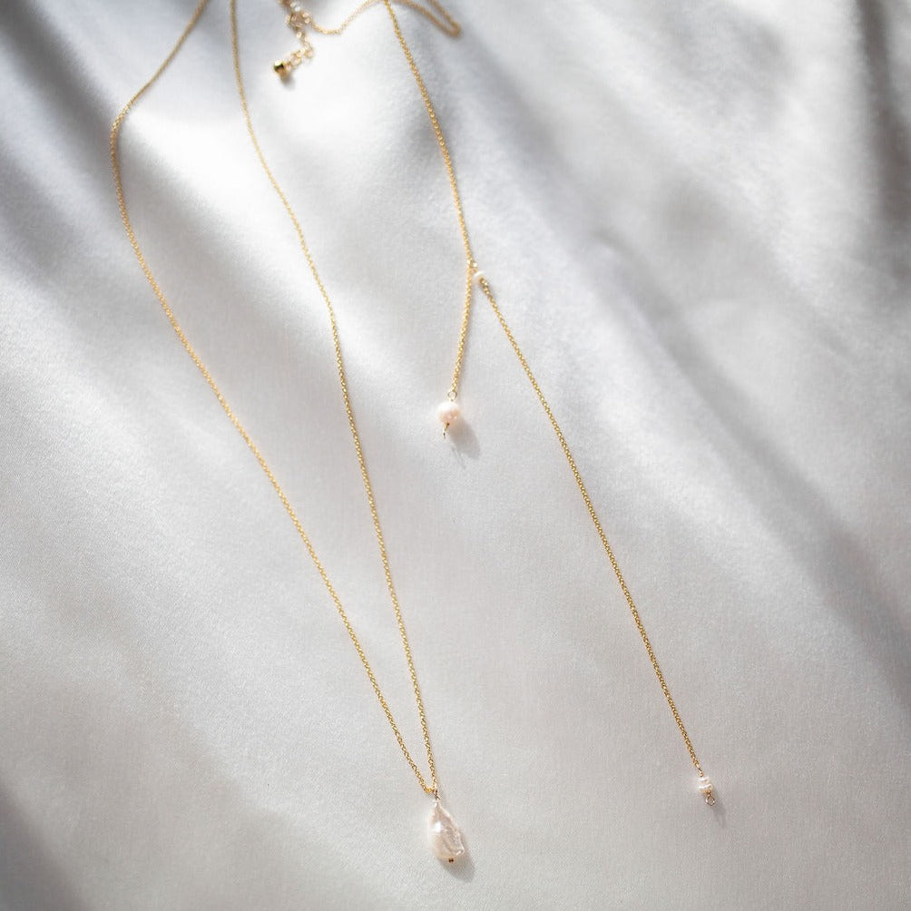 gold ivory freshwater pearl necklace