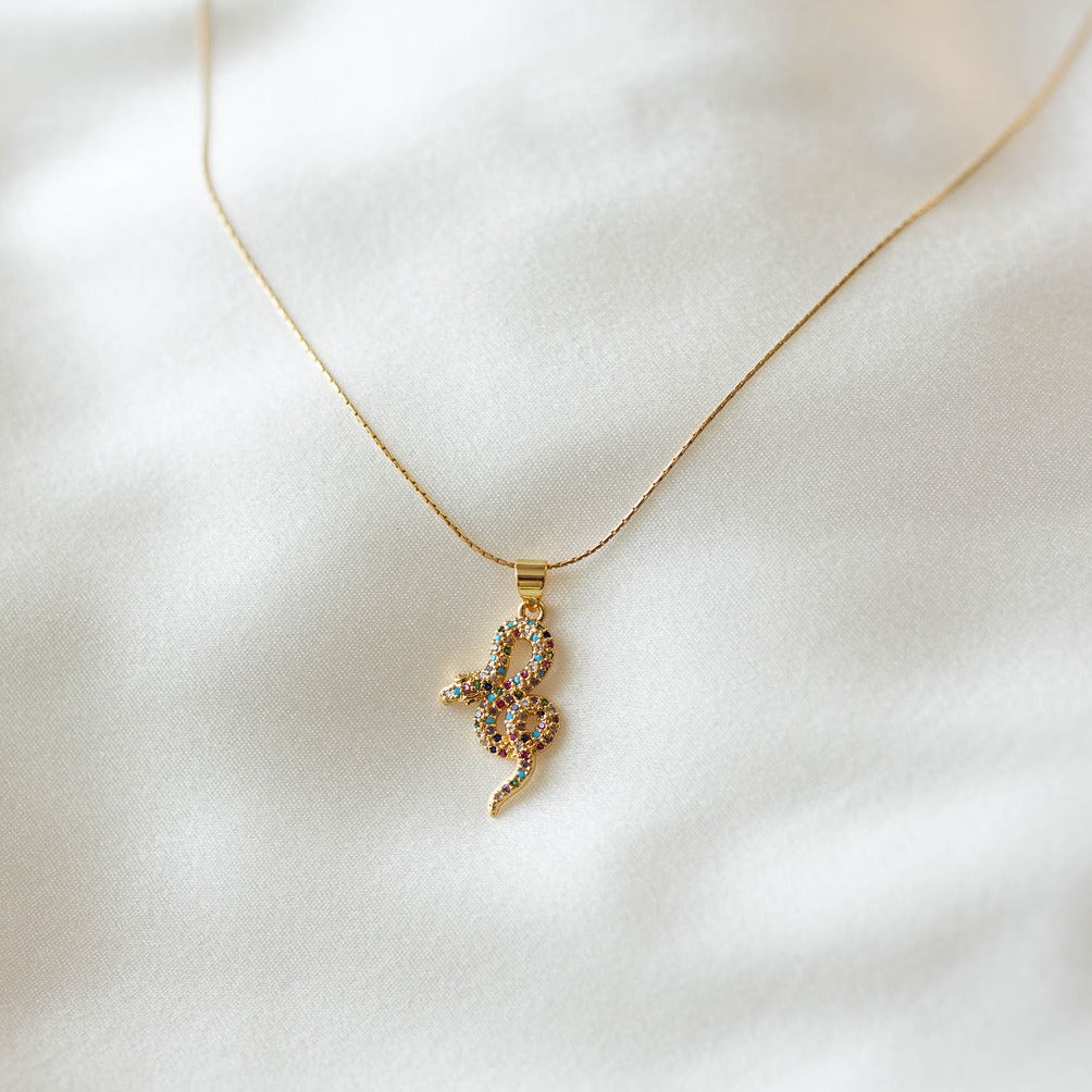 gold snake charm necklace