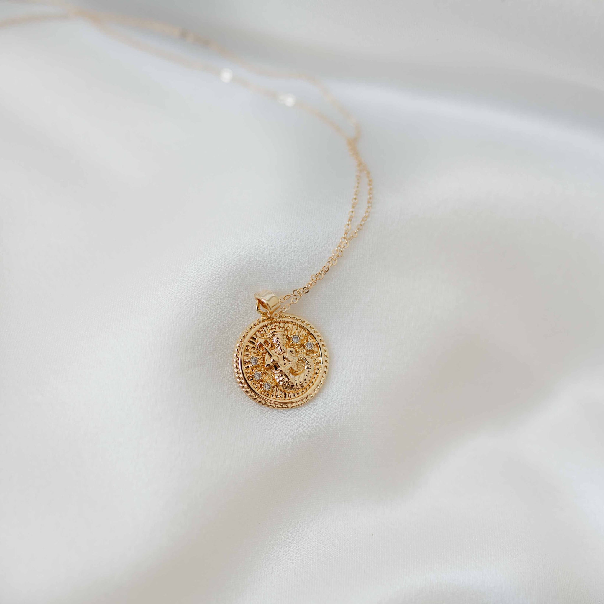 zodiac medallion gold necklace