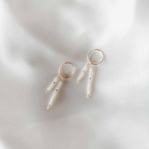 gold hoops pearl earrings
