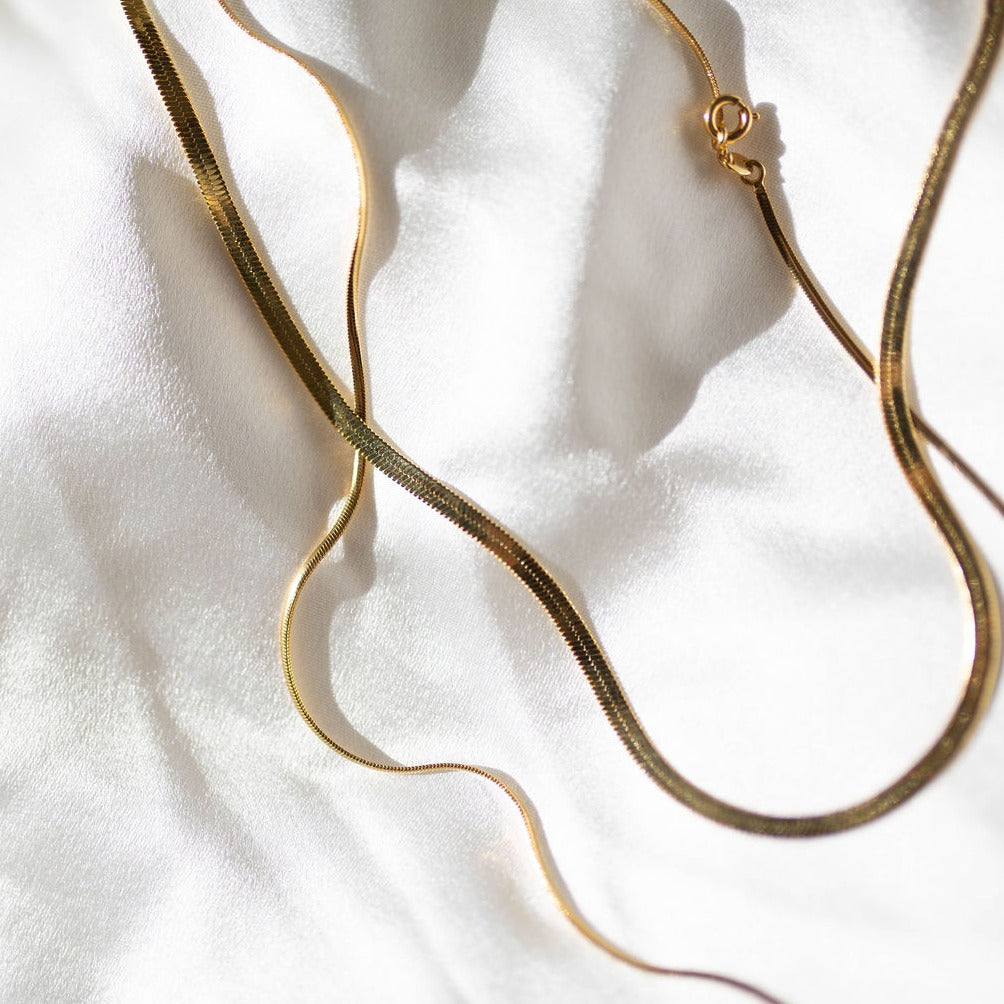 gold sterling silver herringbone chain