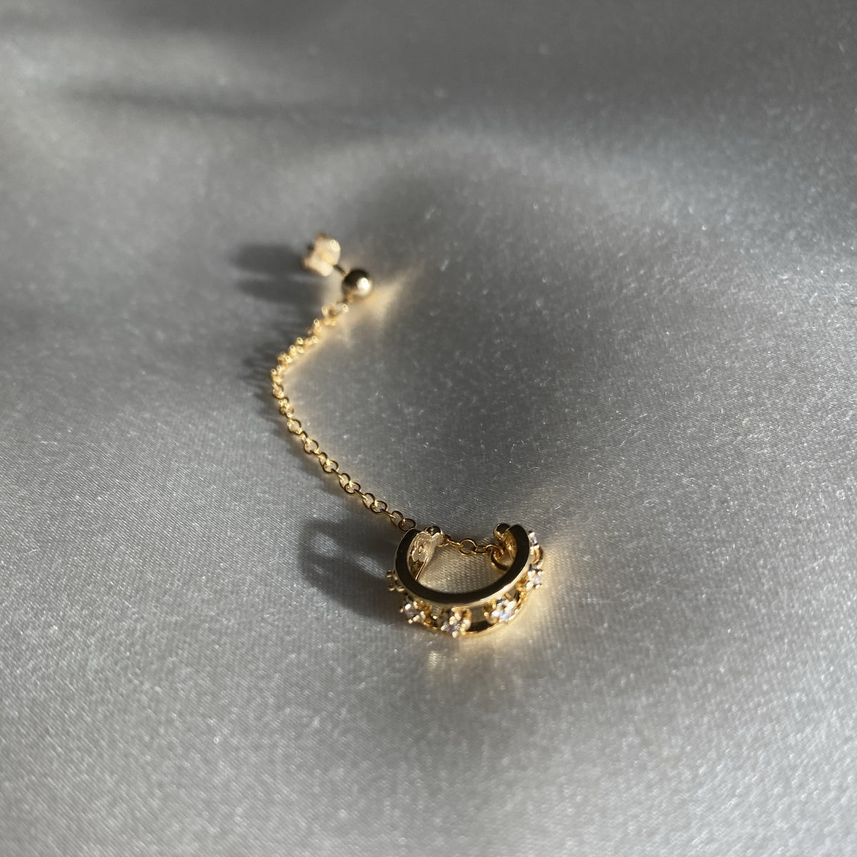 gold ear climber stud earring