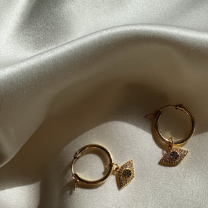 evil eye gold hoop earrings